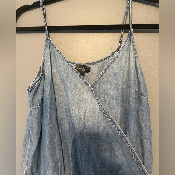 Jessica Simpson denim lightweight romper jumpsuit with slit size M medium - Picture 3 of 5